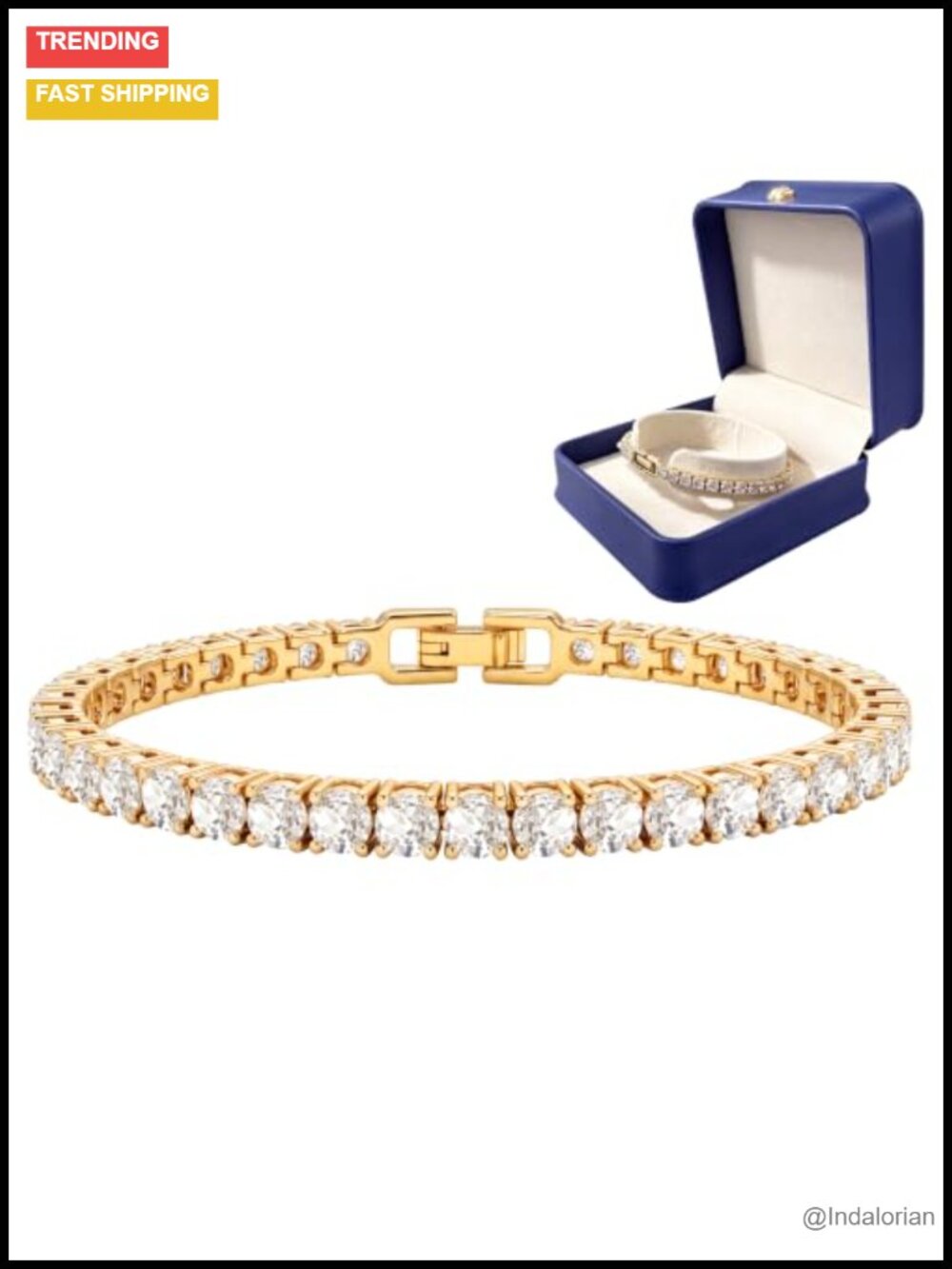 18K Gold Plated Cubic Zirconia Tennis Bracelet for Women 3mm